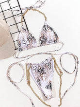 Outer Single Swimsuit Snake Pattern Printed Bikini Seperated Swimwear Triangle Bag Bikini